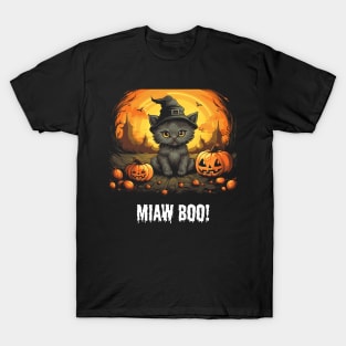 Miaw Boo Halloween Cute Cat T-Shirt